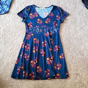 Floral teal mini dress